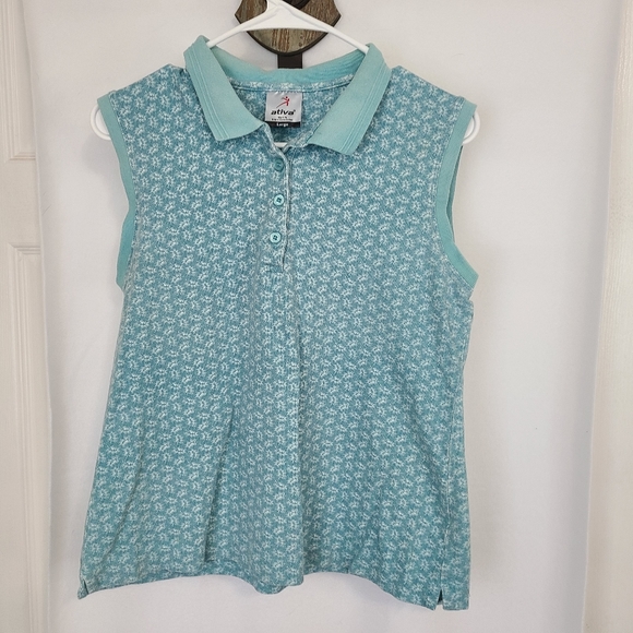 (1005) Ativa Woman's Activewear Workout Shirt, Size: Large Color: Seafoam Green - Picture 2 of 13